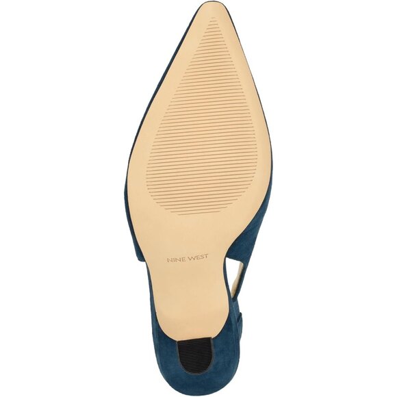 Nine West Womens Teal 400 Suede Closed Pointed Toe Sling Back Veroni Pump - Picture 4 of 6